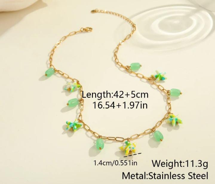 Colorful starfish cozumel style summer beach chain & bracelet - Image 2