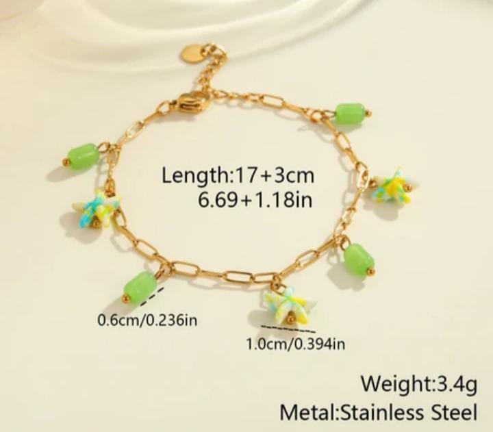 Colorful starfish cozumel style summer beach chain & bracelet - Image 3