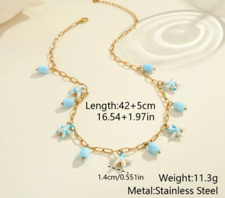 Colorful starfish cozumel style summer beach chain & bracelet - Image 4