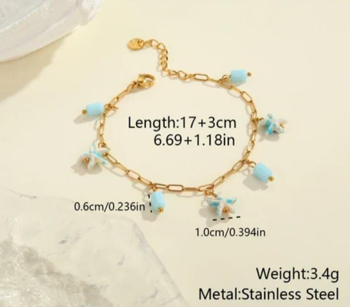 Colorful starfish cozumel style summer beach chain & bracelet - Image 5