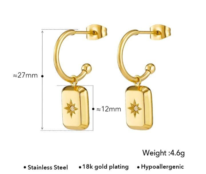 North star set vintage earrings & chain - Image 3