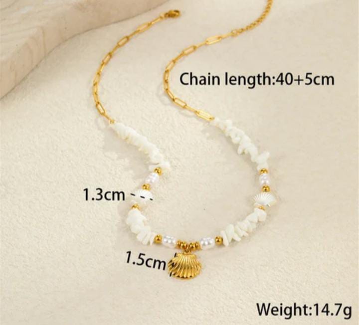 White Natural stone bracelet & chain - Image 2