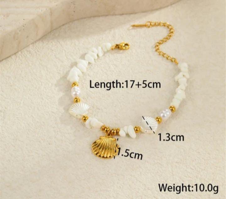 White Natural stone bracelet & chain - Image 3