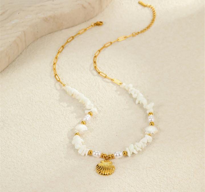 White Natural stone bracelet & chain - Image 4